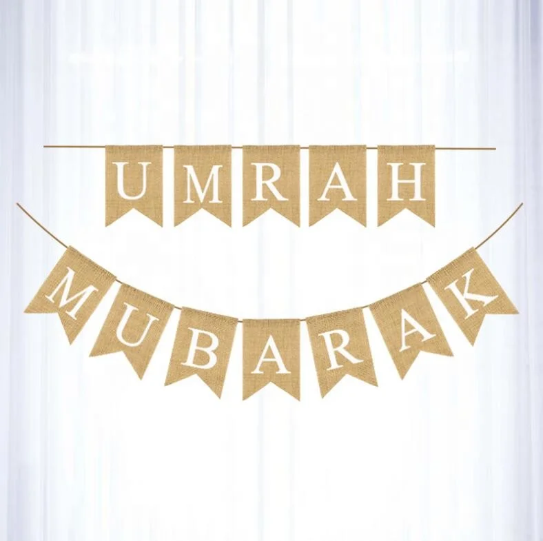 Umrah Mubarak Banner – 2 Meter Lang, Aus Hochwertiger Karte (350 G/m²), Mit Aufhängeband