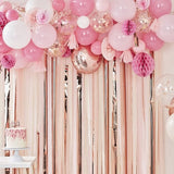 BLUSH WHITE AND PINK PEACH BALLOON AND FAN GARLAND PARTY BACKDROP