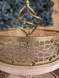 2 Tier wood & Metal tray stand Arabian design - Golden Souq Collection Slighty imperfect