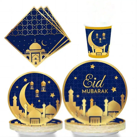 40 piece Eid Mubarak tableware set (BLUE)