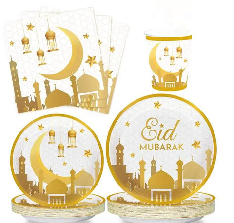 40 piece Eid Mubarak tableware set (WHITE)