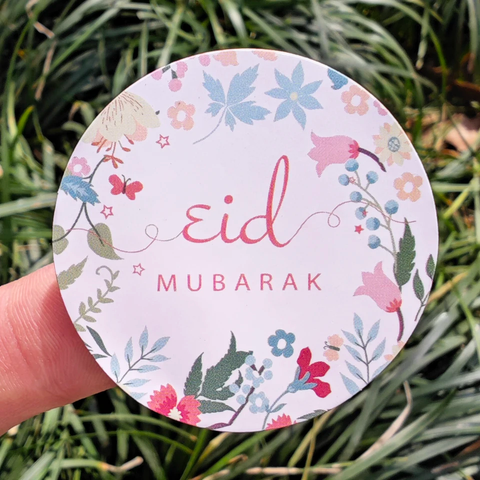 10 x Flower Themed Eid Mubarak Stickers