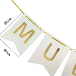 Umrah Mubarak White / Gold Pennant shaped Bunting Banner