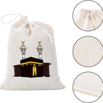 Pack of 3 Ka'aba design Drawstring Cotton gift Favour treat bags (Small)