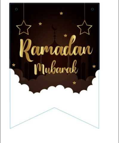 Ramadan Mubarak Black and Gold Bunting Banner