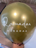 Ramadan Mubarak White Gold Balloons