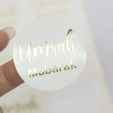 Umrah Mubarak Gold Foil Print Stickers x 10