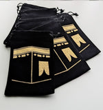 Pack of 6 Hajj & Umrah Black Velvet drawstring Favour Pouch Gift Bags