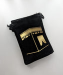 Pack of 6 Hajj & Umrah Black Velvet drawstring Favour Pouch Gift Bags