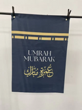 Kaaba Kiswa design Umrah Mubarak banner includes 8 Balloons