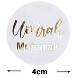 Umrah Mubarak Gold Foil Print Stickers x 10