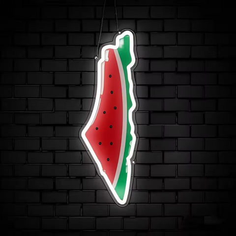Palestine Map watermelon design Neon Ligh (small)