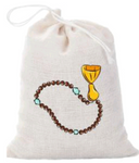 Pack of 3 Tasbih design Drawstring Cotton gift Favour treat bags (Small)