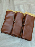 New and Improved (Now Longer)-  Elite Brown Foldable premium Portable Prayer Mat Set Leather Backed