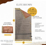 New and Improved (Now Longer)-  Elite Brown Foldable premium Portable Prayer Mat Set Leather Backed