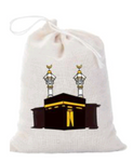 Pack of 3 Ka'aba design Drawstring Cotton gift Favour treat bags (Small)