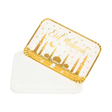 Pack of 5 Disposable Gold Eid Party Platter trays