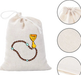 Pack of 3 Tasbih design Drawstring Cotton gift Favour treat bags (Small)