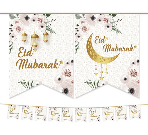 Pastel Floral Eid Mubarak Bunting Banner