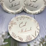 Rose Gold Flower theme Eid Mubarak paper Cups & Plates set