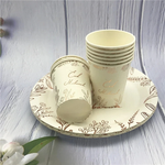 Rose Gold Flower theme Eid Mubarak paper Cups & Plates set