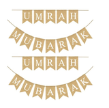 Umrah Mubarak Hessian Burlap fabric  Pennant Bunting Banner