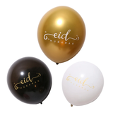 Eid Mubarak Balloons pack of 6, 12 inch in Gold, Black and white