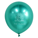 Eid Mubarak Mettalic Balloons pack of 6, Green & Gold