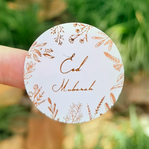Rose Gold Foil Print Eid Mubarak Stickers x 10