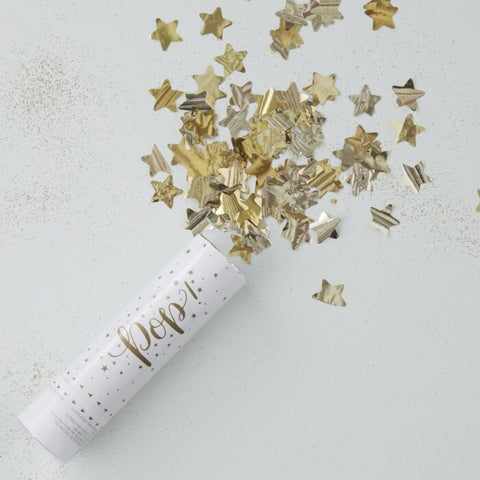 GOLD COMPRESSED AIR CONFETTI CANNON SHOOTER - METALLIC STAR