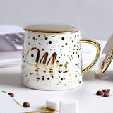 Simply Sparkle Mr and Mrs Mug Set Gold print,Spoon & lid