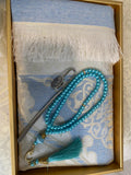 Pearl collection Blue Prayer Mat Gift set with Bookmark
