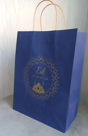 Blue Eid Mubarak Paper Gift Bag