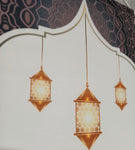 White and Gold Pair of Hanging Fabric Material Eid Mubarak Banners