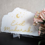 Eid Mubarak Acrylic Sign Table decor White & Gold