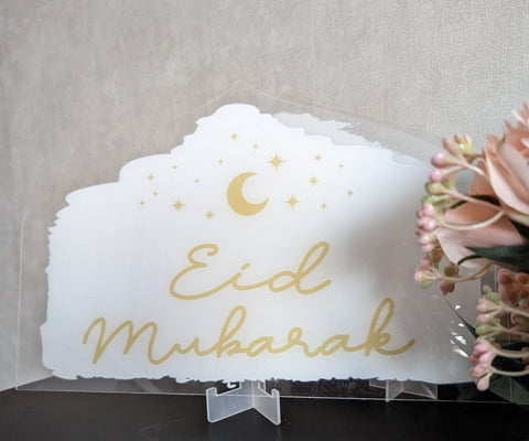Eid Mubarak Acrylic Sign Table decor White & Gold