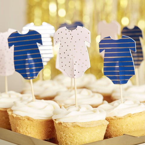 Baby grow Cupcake Toppers - Pink Blue Navy