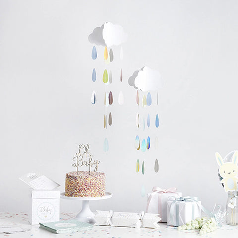 Hanging Clouds & Droplets Baby Shower decorations