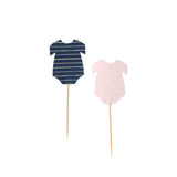 Baby grow Cupcake Toppers - Pink Blue Navy